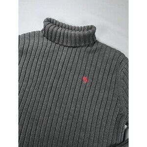 VTG Abercrombie & Fitch Muscle XL Ribbed Turtleneck Sweater Gray A&F Y2K Cotton